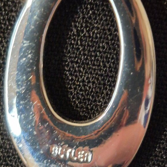 Vintage Butler Silver Pendant Necklace on Black Cord - Picture 8 of 8